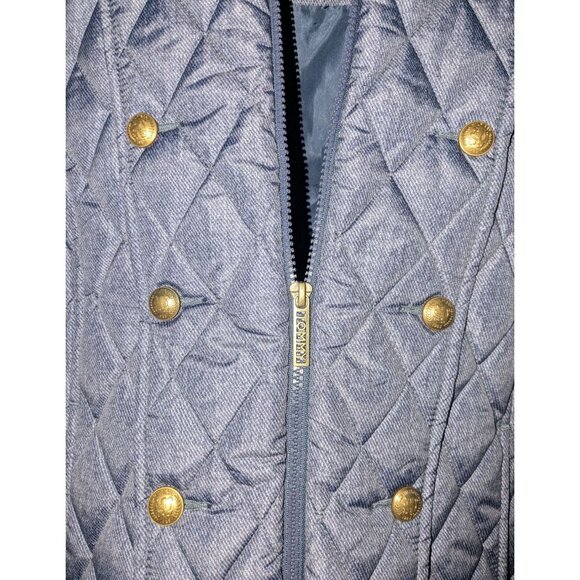 Tommy Hilfiger Womens Quilted Jacket Gold Snap Buttons Zipper Gray M - Picture 4 of 16